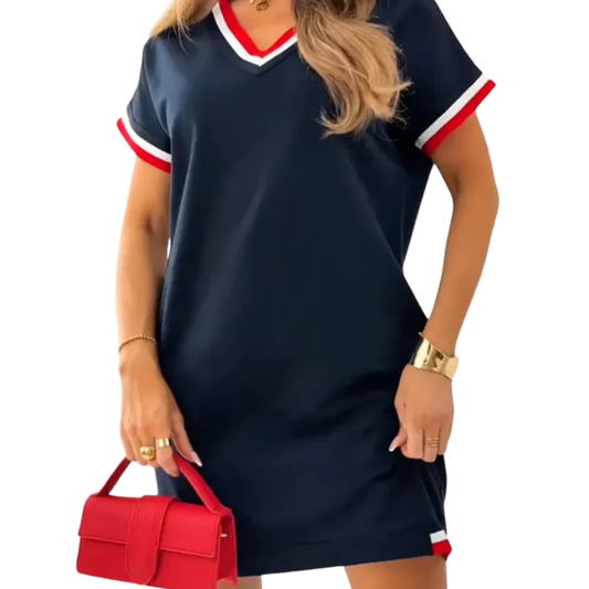 שמלת פסים רטרו עם תפירה