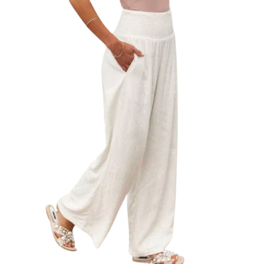 מכנסי פשתן רחבים ונוחים – אלגנטיים לכל אירוע