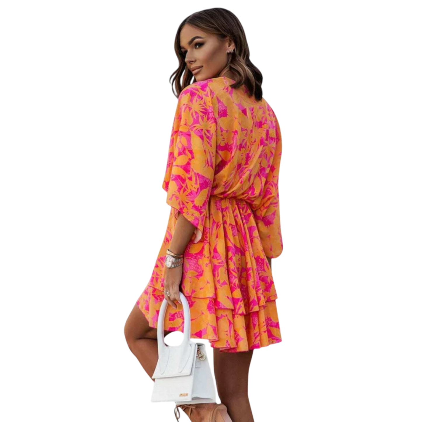 שמלת מיני אליזה עם קשר קדמי ופרטים