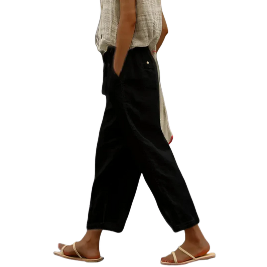 מכנסיים נוחים מבד כותנה טהור עם עיצוב אלגנטי