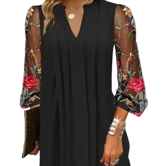 ליאונה | מיני שמלה שיקית עם שרוולים שקופים