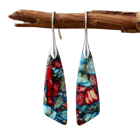 עגילי אבנים צבעוניים רטרו