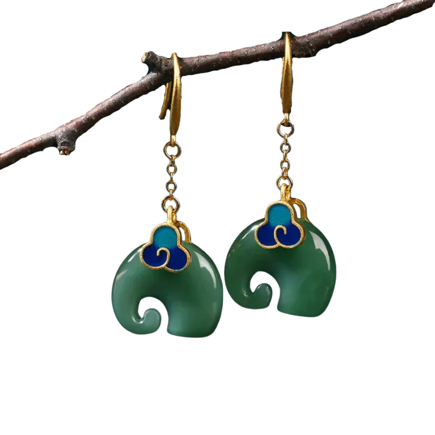 עגילי פיל ירוקים רטרו