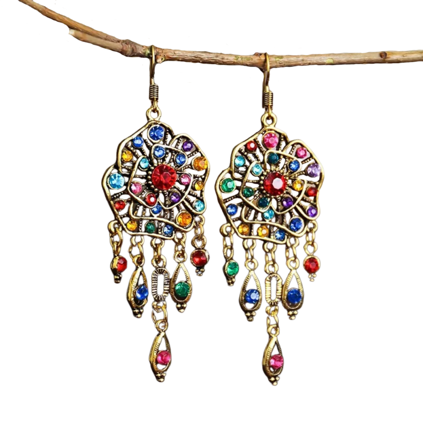 עגילי מנדלה צבעוניים רטרו