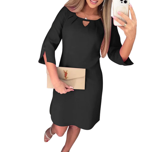 שמלת מיני קמליה עם חריץ מפתח