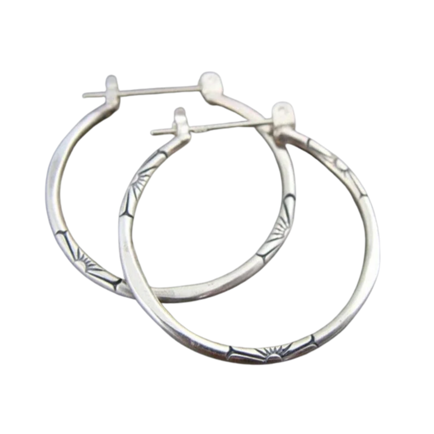 עגילי חישוק כסף רטרו