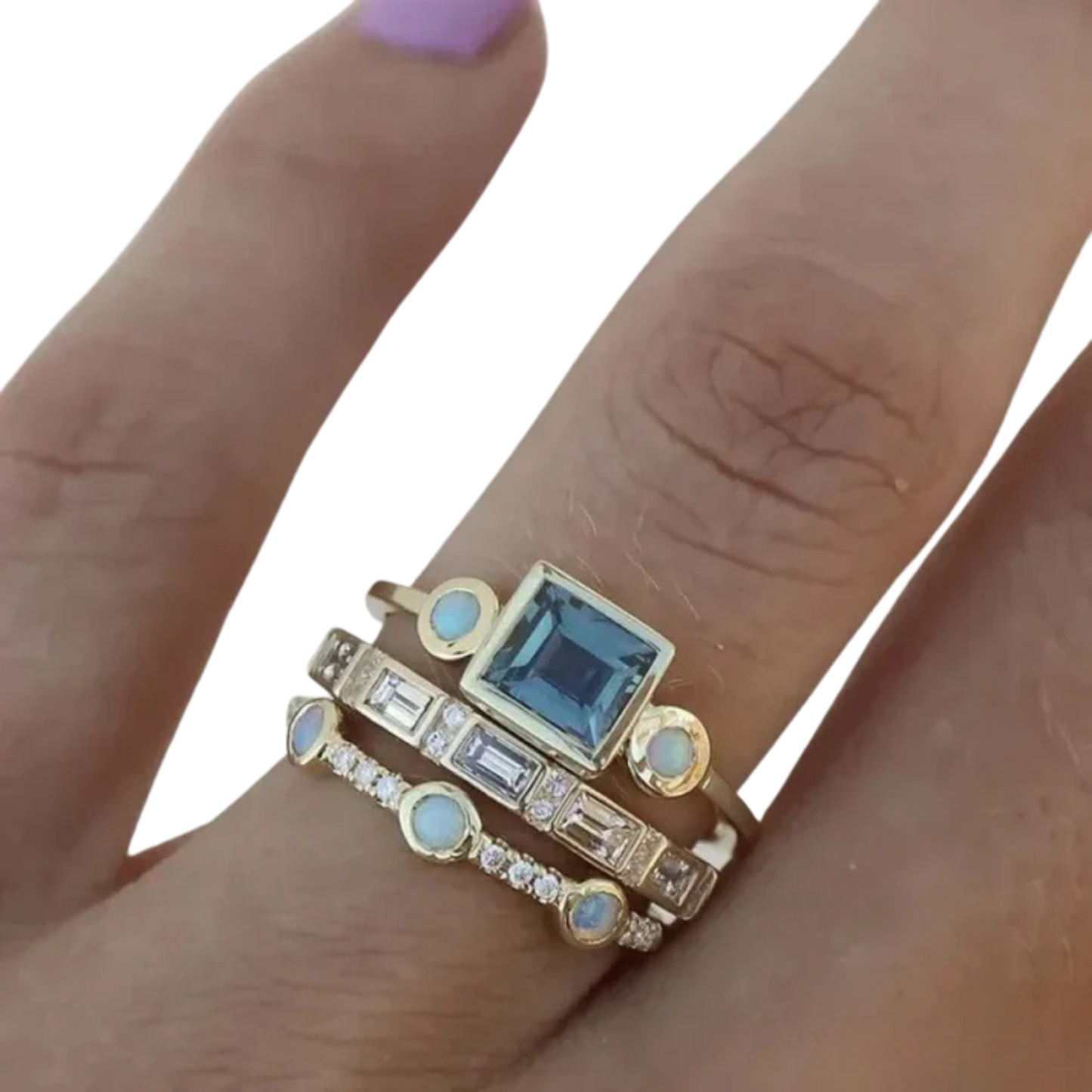 טבעת רטרו כחולה