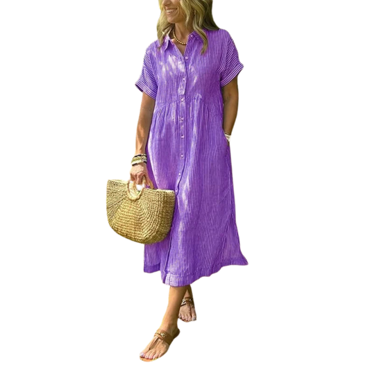 שמלת חולצה מפוספסת מסוגננת