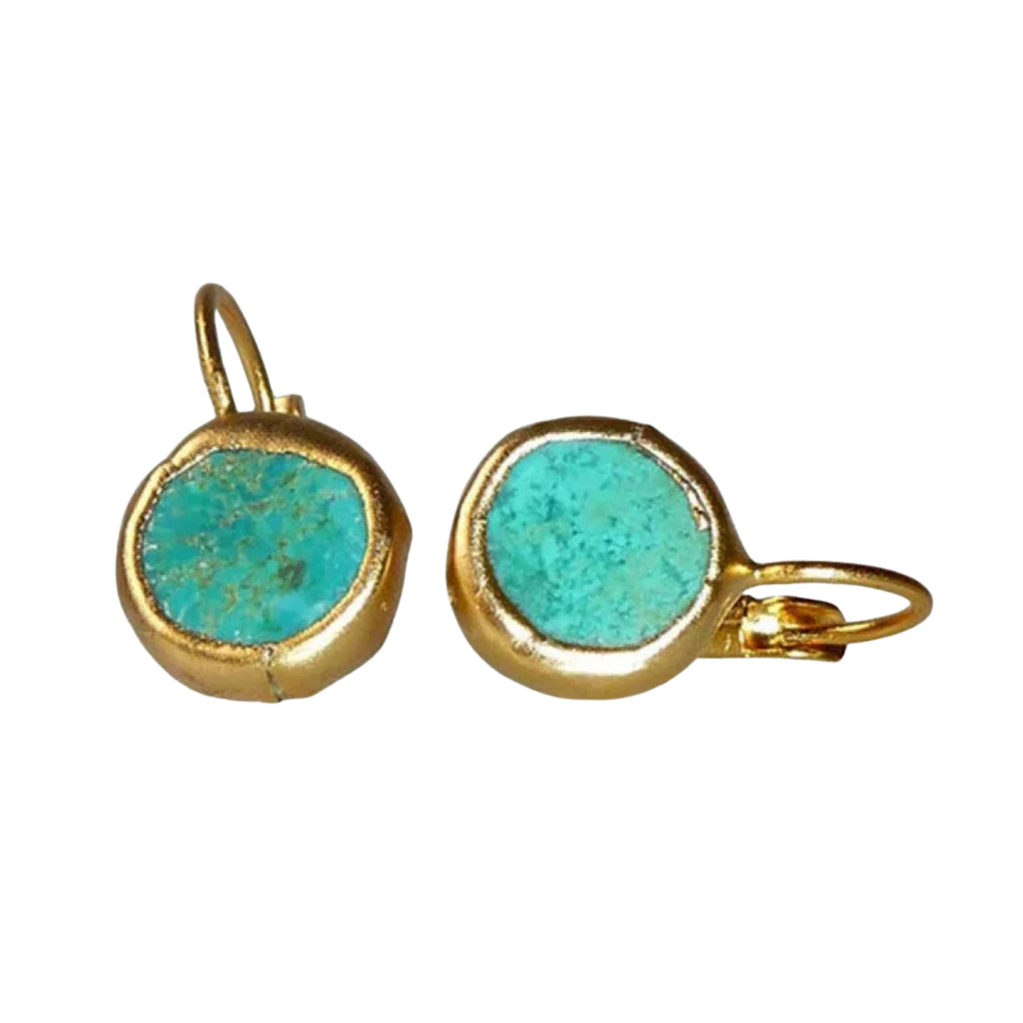 עגילי וינטג’ מוזהבים עם טורקיז