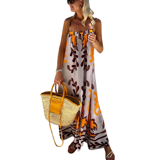 שמלת קמי משוחררת עם הדפס אתני