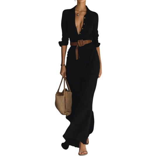 שמלת סליי לוקס ארוכה עם חגורה