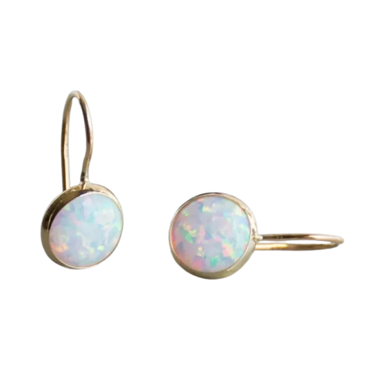 עגילי אופלסטין זהב רטרו