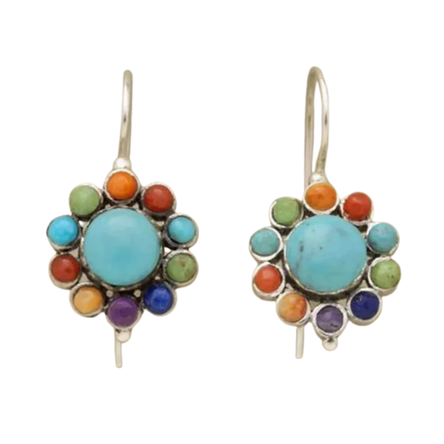 עגילים עגולים רב-צבעוניים בטורקיז