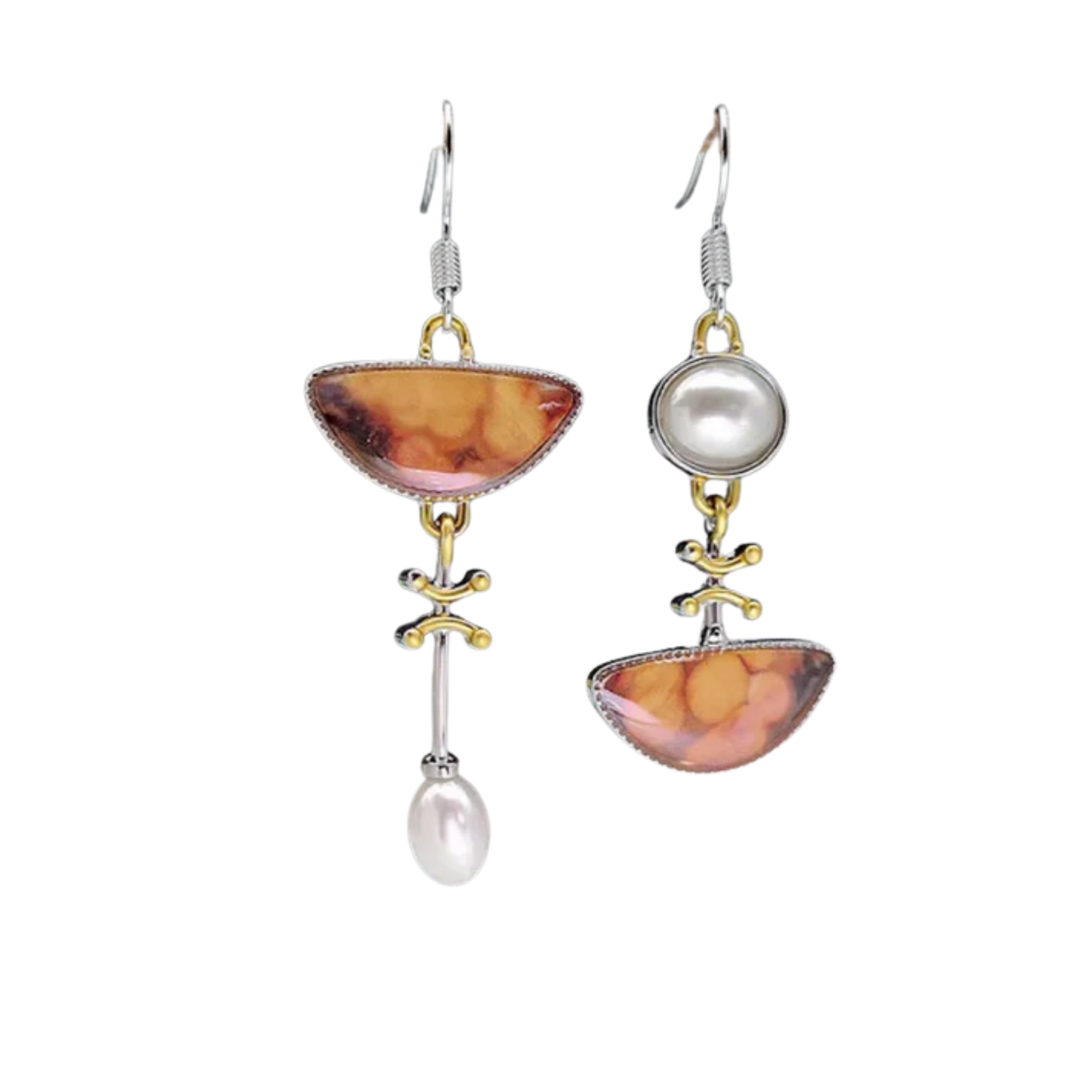 עגילי אבן כתומה טבעית רטרו