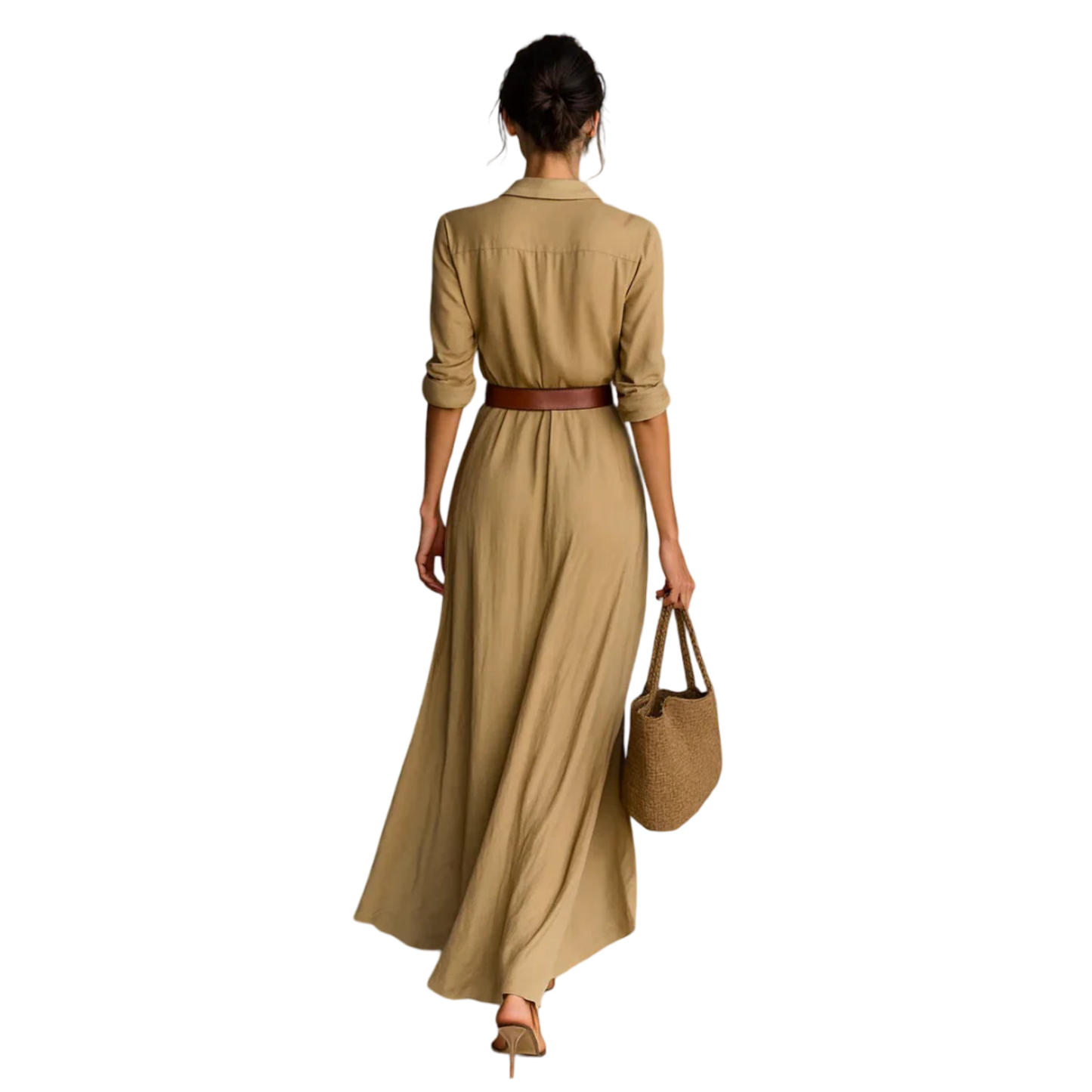 שמלת סליי לוקס ארוכה עם חגורה