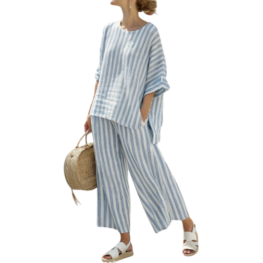 רנסלי | אלגנטיות פשתן בפסי אוקיינוס