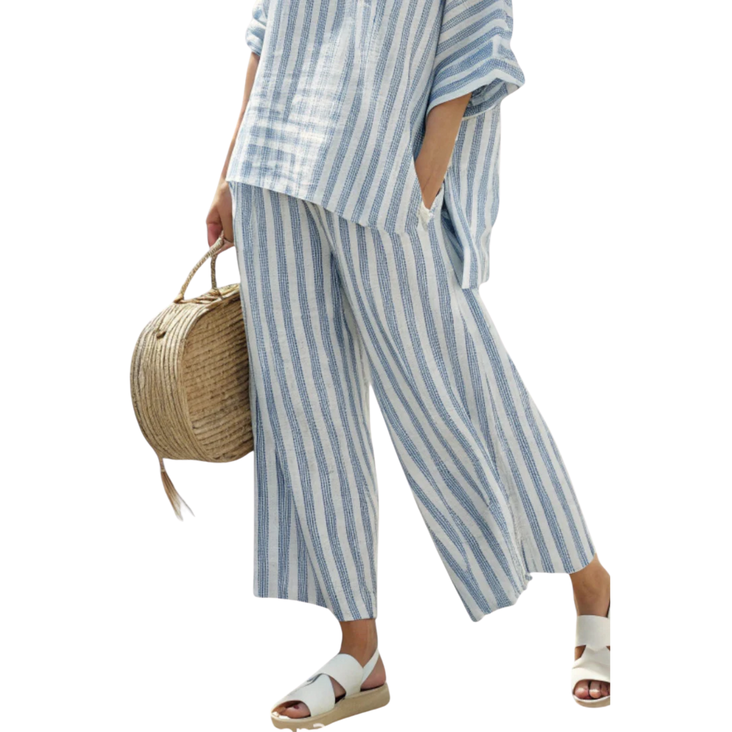 רנסלי | אלגנטיות פשתן בפסי אוקיינוס