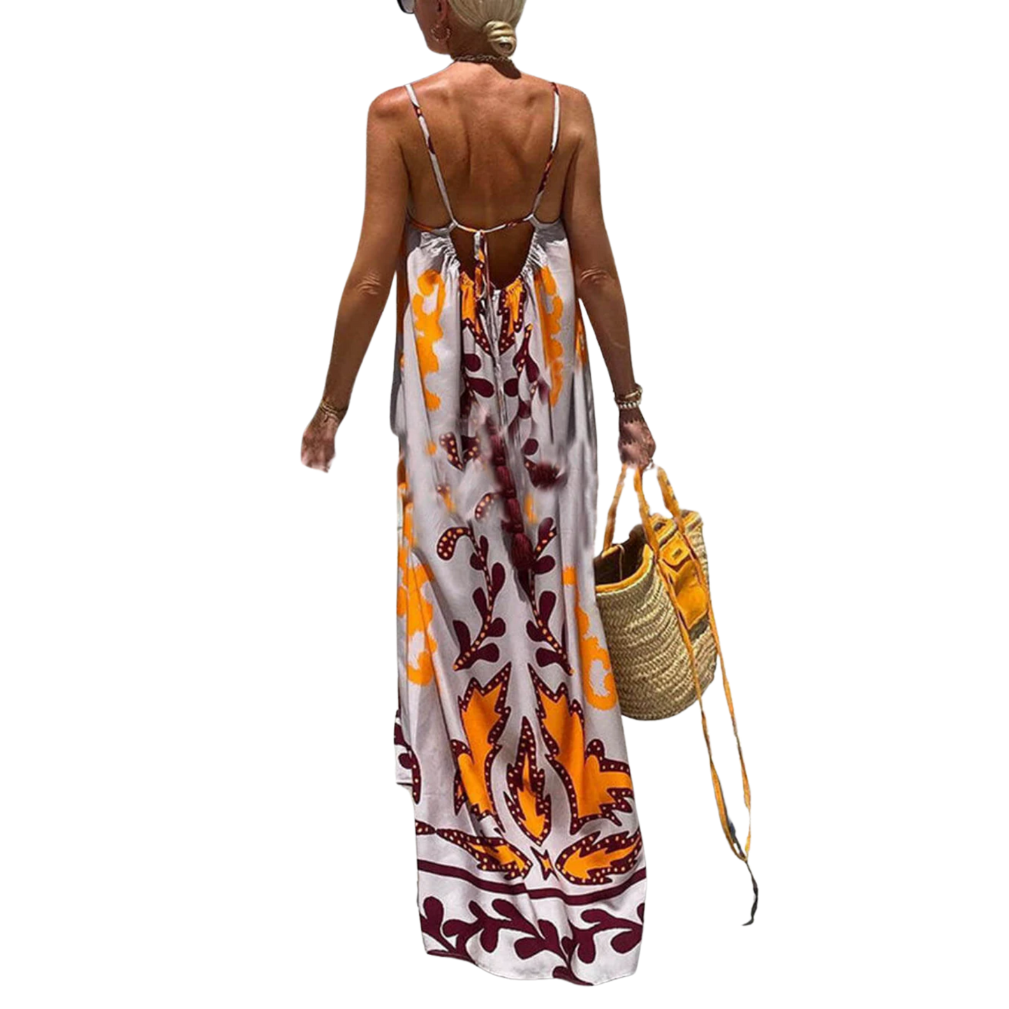 שמלת קמי משוחררת עם הדפס אתני