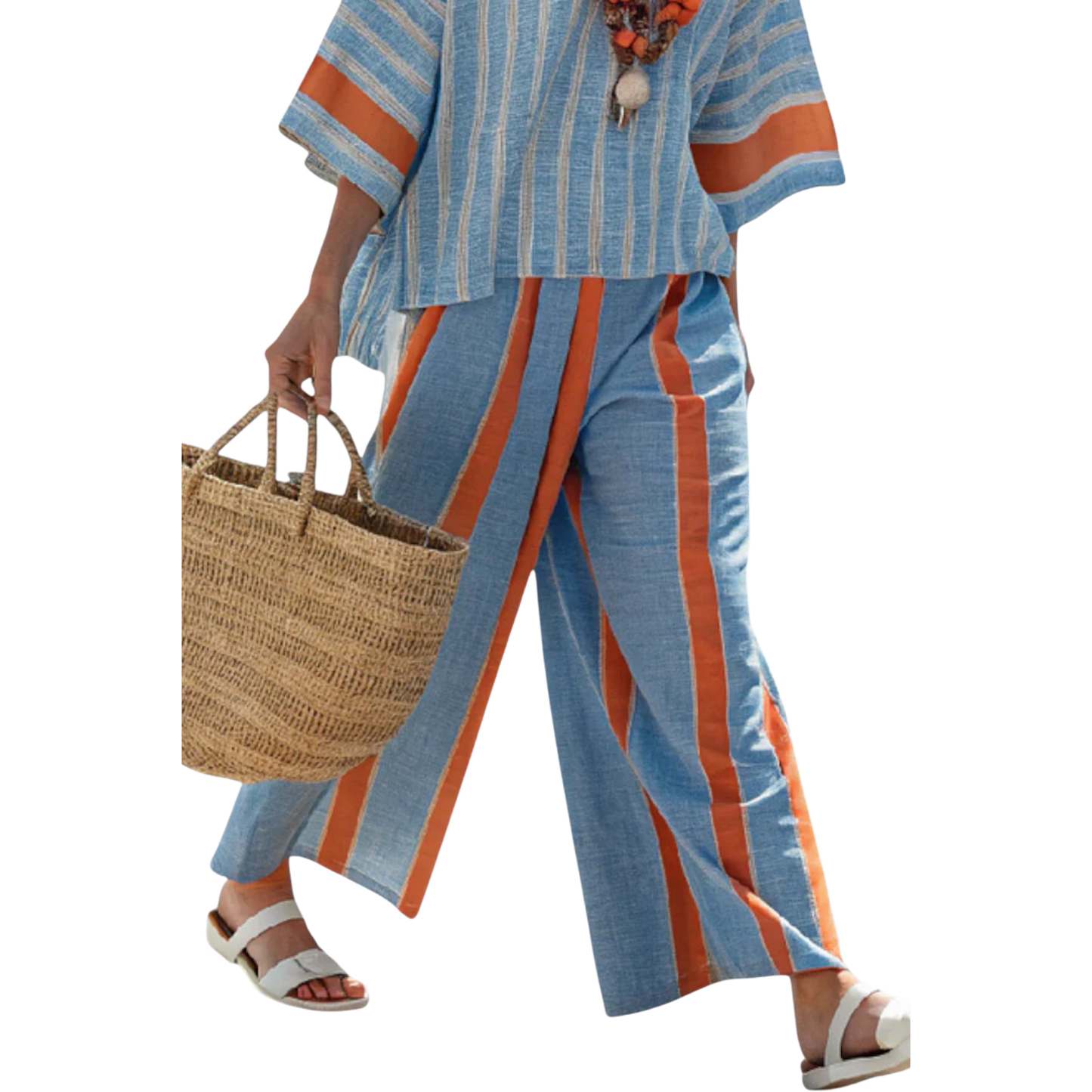 סאראי | סט אלגנטי בפסים טרקוטה