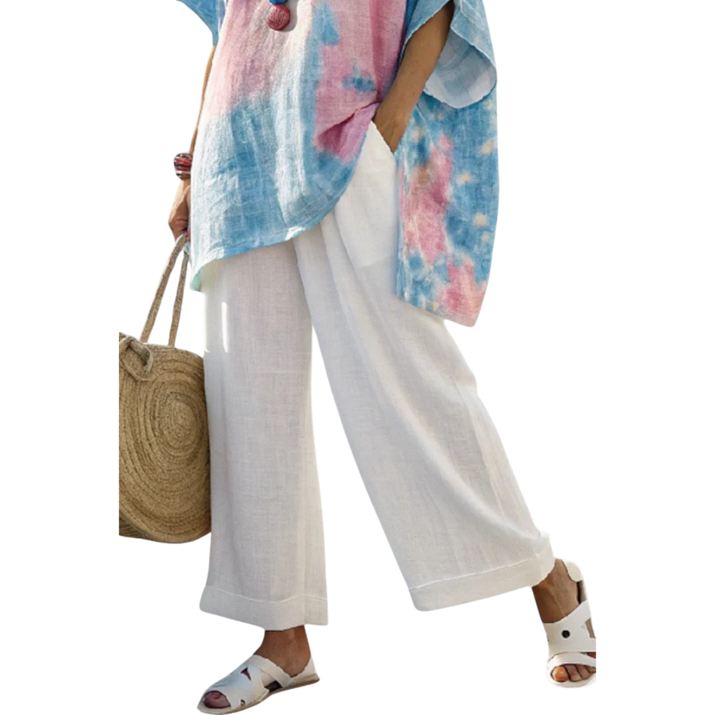 ליאורה | טופ פשתן רך ומכנסי במבוק אלגנטיים עם פסים