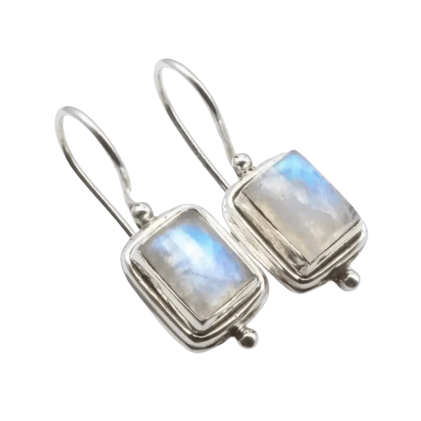 עגילי רטרו ריבוע עם אבן ירח