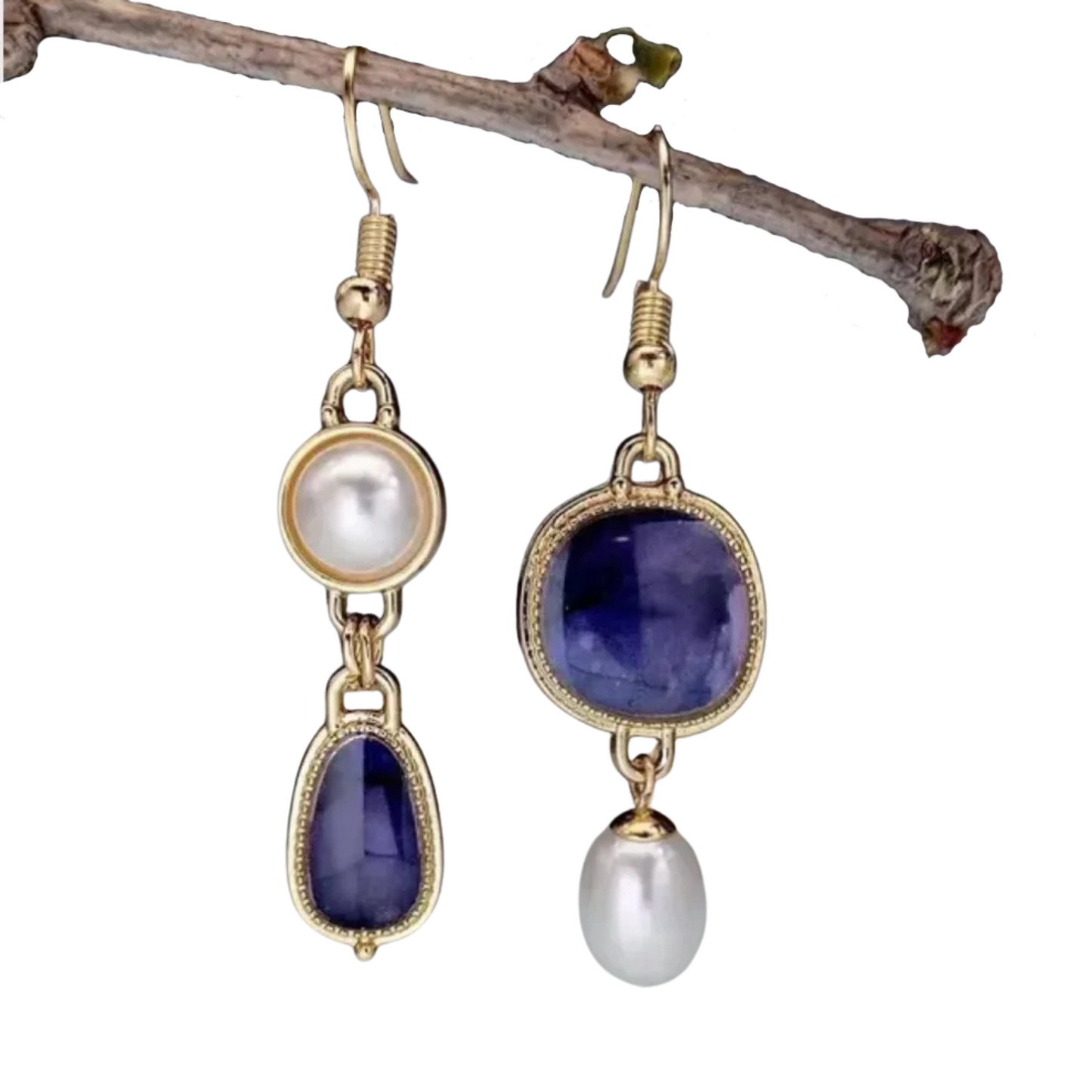 עגילי אבן כחולה רטרו