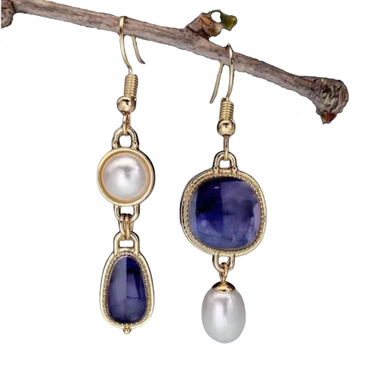 עגילי אבן כחולה רטרו