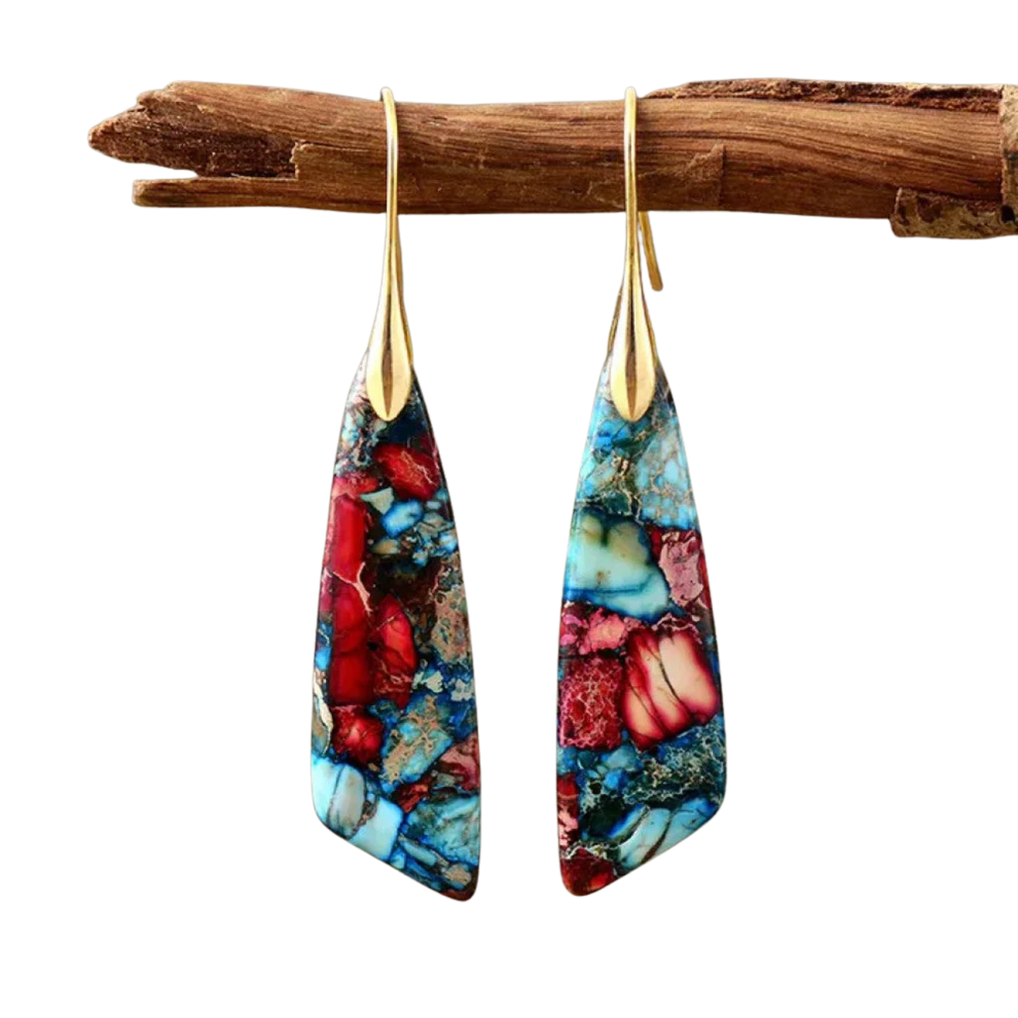 עגילי אבנים צבעוניים רטרו