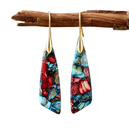 עגילי אבנים צבעוניים רטרו