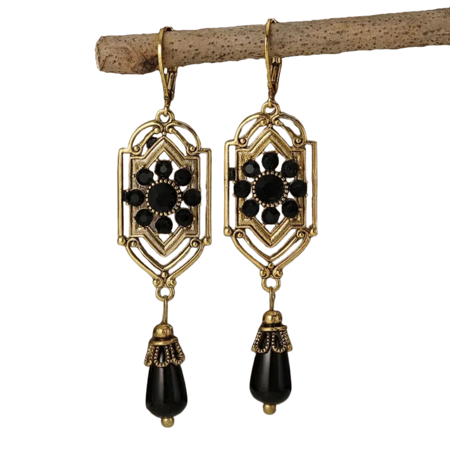 עגילי רטרו שחורים