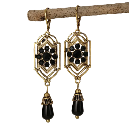 עגילי רטרו שחורים