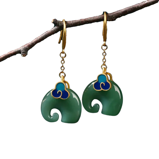 עגילי פיל ירוקים רטרו