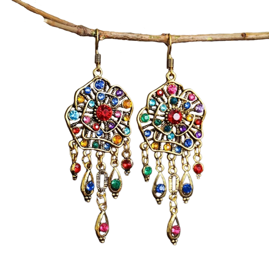 עגילי מנדלה צבעוניים רטרו