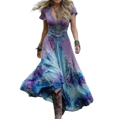 שמלת סלסטין פרחונית מחויטת