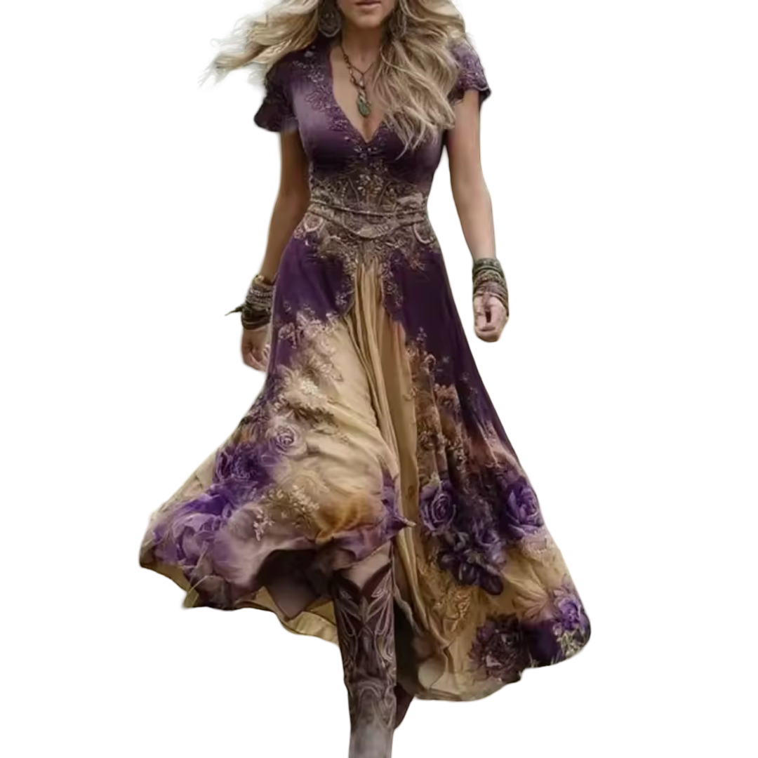 שמלת סלסטין פרחונית מחויטת