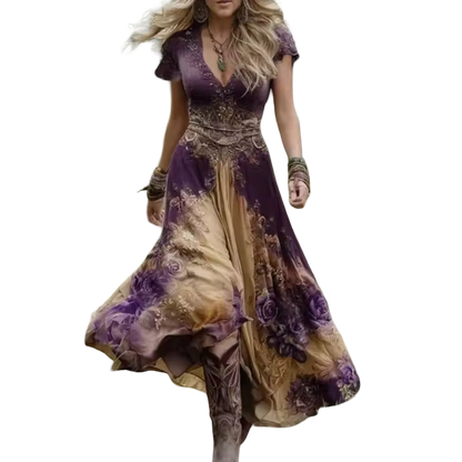 שמלת סלסטין פרחונית מחויטת