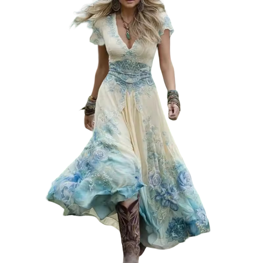 שמלת סלסטין פרחונית מחויטת